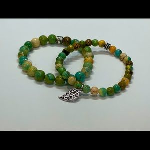Handmade Leaf Charm Bracelet Set